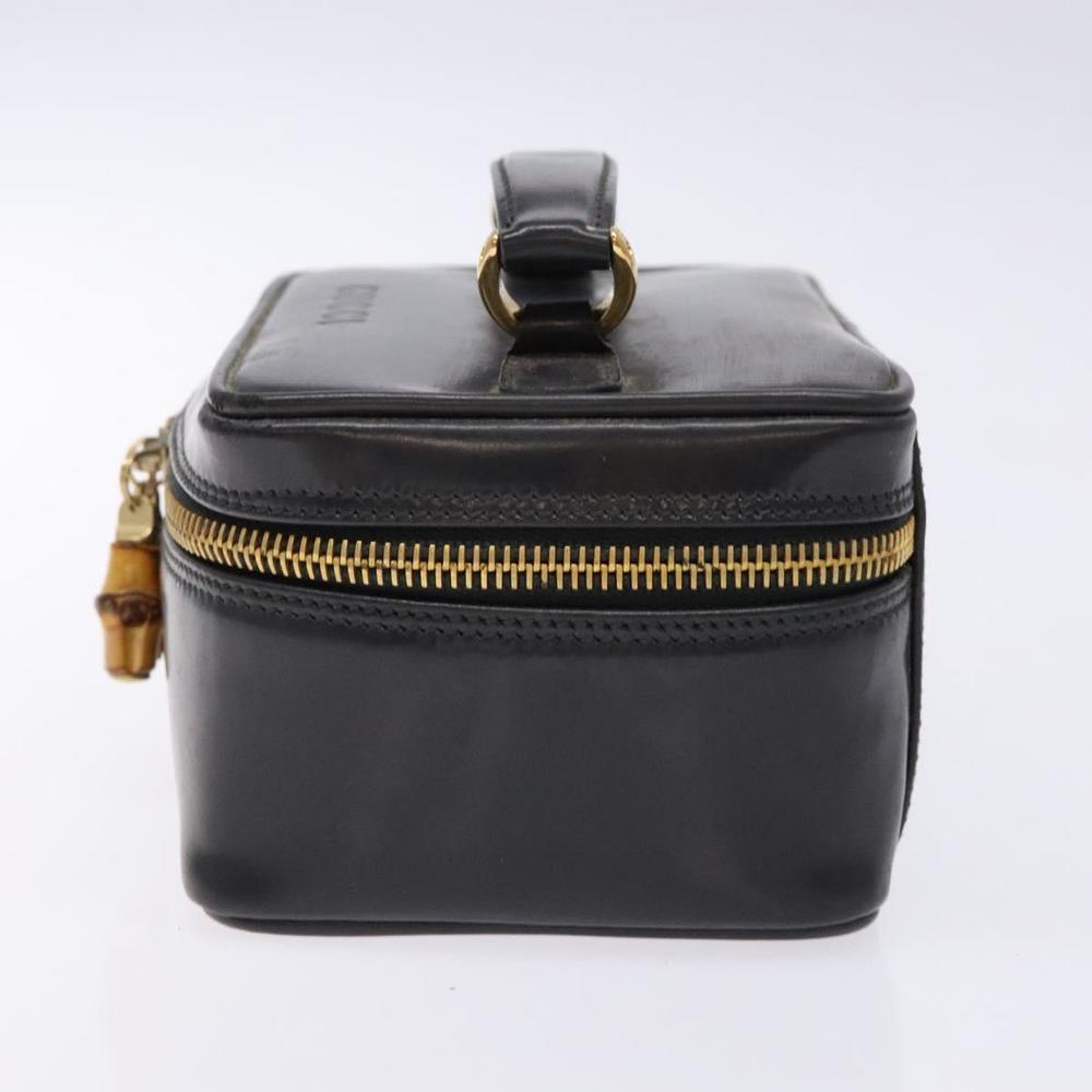 GUCCI Bamboo Vanity Hand Bag Patent leather Navy Gold 032 1705 0151 Auth 139591 - Picture 3 of 16